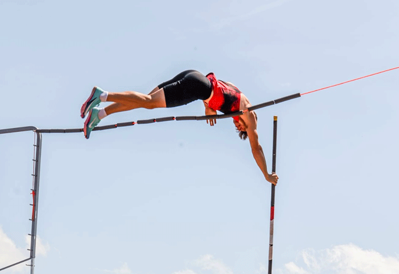 Nate Giffin pole vaulting.